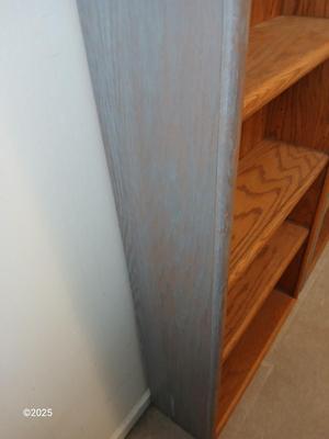 Wooden bookshelf - Oak - "whitewashed" grey with adjustable shelves (3 of 3)
