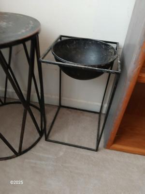 Two light metal plant stands