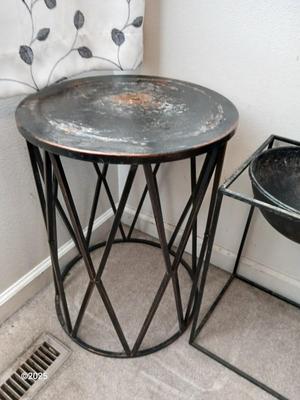 Two light metal plant stands