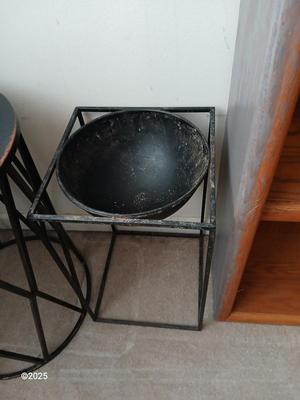 Two light metal plant stands