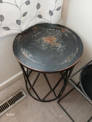 Two light metal plant stands