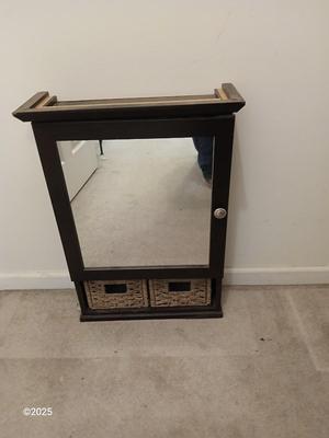 Java wall mount medicine cabinet with mirror- adjustable inside shelves - with two baskets