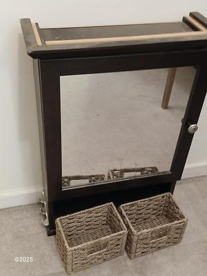 Java wall mount medicine cabinet with mirror- adjustable inside shelves - with two baskets