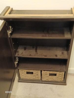 Java wall mount medicine cabinet with mirror- adjustable inside shelves - with two baskets