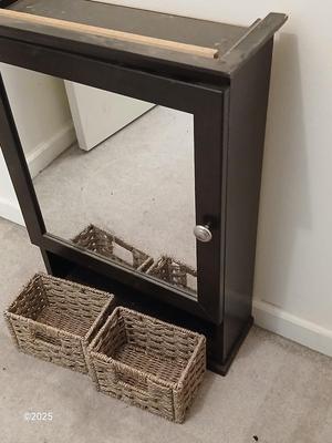Java wall mount medicine cabinet with mirror- adjustable inside shelves - with two baskets