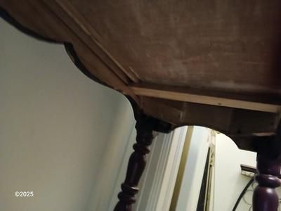 Tall Vintage stencil vanity / desk with desk lamp - two drawers