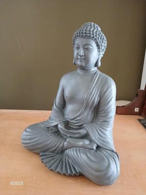 Buddha figure / incense with My Happy Place wood framed canvas wall art