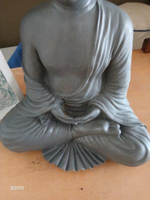 Buddha figure / incense with My Happy Place wood framed canvas wall art