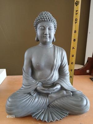 Buddha figure / incense with My Happy Place wood framed canvas wall art