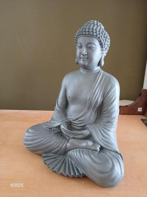 Buddha figure / incense with My Happy Place wood framed canvas wall art