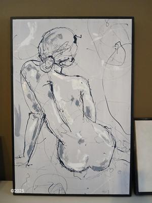 Two framed figure drawing / paintings
