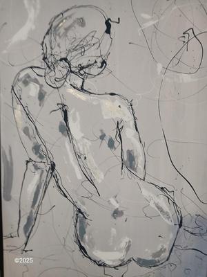 Two framed figure drawing / paintings