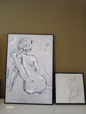 Two framed figure drawing / paintings