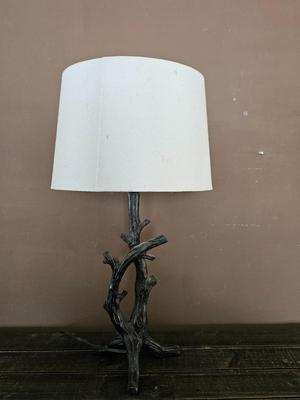 Faux branch lamp with shade and a nice large tin wall clock