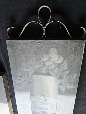 Three-piece wine wall art with decorative metal decor
