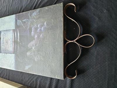 Three-piece wine wall art with decorative metal decor