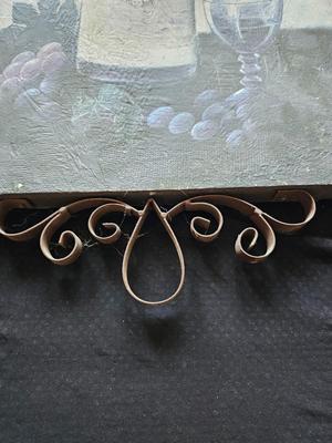Three-piece wine wall art with decorative metal decor