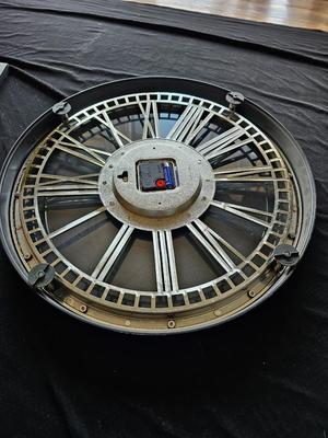 Wall clock with two metal frame picture hanging displays / wall art