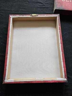 Three canvas wood frames wall art