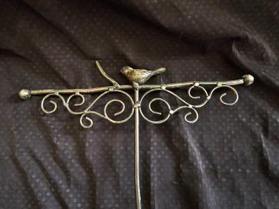 Two metal Jewelry stands with bird accentted decor