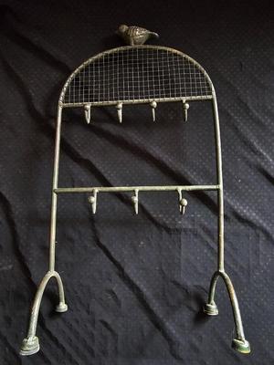 Two metal Jewelry stands with bird accentted decor