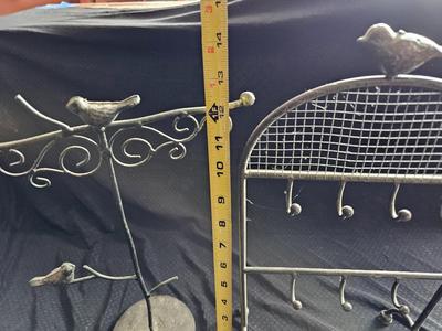 Two metal Jewelry stands with bird accentted decor
