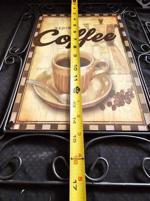 Coffee themed wall art - metal decorative wall hangings for coffee bar