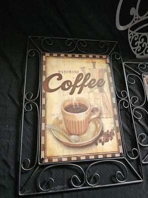 Coffee themed wall art - metal decorative wall hangings for coffee bar
