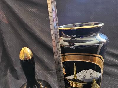 Chokin vase and bell - metal engraved from Japan and a Asian themed Scensy burner
