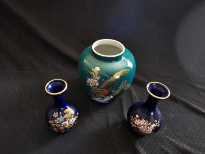 Three Asian themed vases Beautiful KUTANI