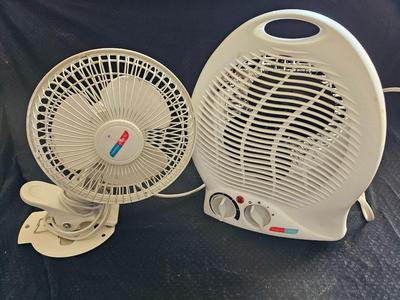 Small Comfort Zone clip-on fan and small fan heater