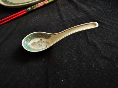 Rare Vintage Chinese Jingdezhen Hand painted Dishes Mountain by Water with chop sticks - 8 piece set