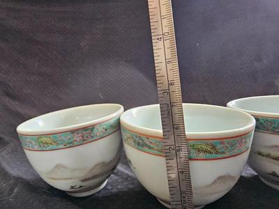 Rare Vintage Chinese Jingdezhen Hand painted Dishes Mountain by Water with chop sticks - 8 piece set