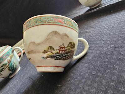 Rare Vintage Chinese Jingdezhen Hand painted Dishes Mountain by Water with chop sticks - 8 piece set