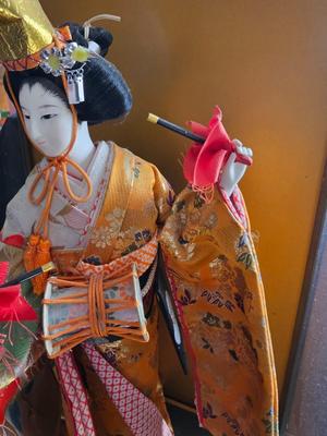 Vintage Japanese Dojyoji Temple Geisha doll in glass case