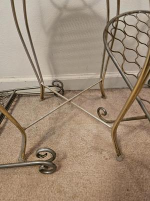 Small metal stool with two matching folding racks