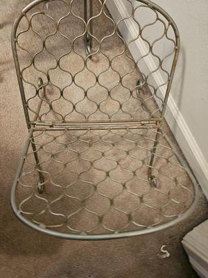 Small metal stool with two matching folding racks