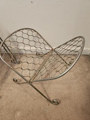 Small metal stool with two matching folding racks
