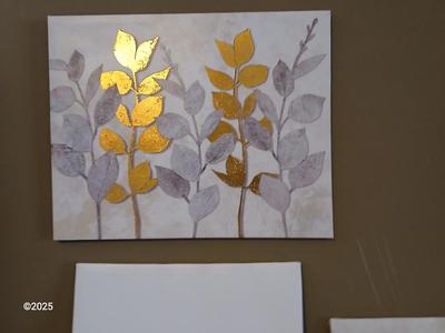 Three-piece canvass wall art with wood frames Choose Happy!