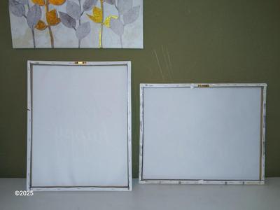 Three-piece canvass wall art with wood frames Choose Happy!
