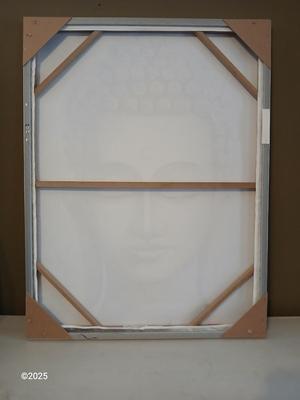 Large wood framed art on Canvas - Wall Art Zen Buddha statue - Catherine Malandrino