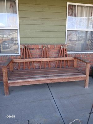 Large wooden patio bench