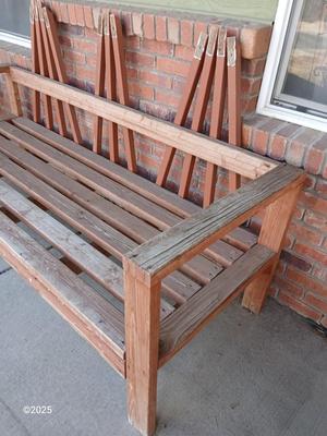 Large wooden patio bench