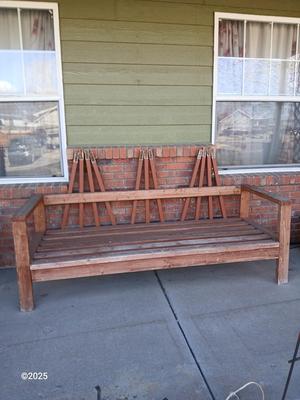 Large wooden patio bench