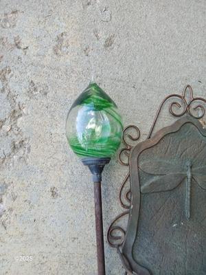 Solar yard art - garden art - dragonfly with a dragonfly wall pocket