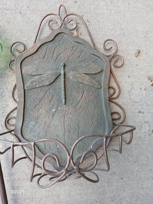 Solar yard art - garden art - dragonfly with a dragonfly wall pocket