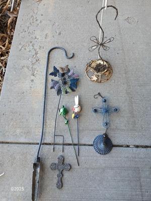 Small Yard / garden art - Frogs - cast iron cross - and more