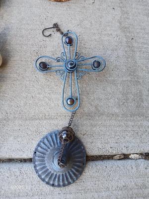 Small Yard / garden art - Frogs - cast iron cross - and more