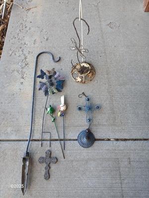 Small Yard / garden art - Frogs - cast iron cross - and more