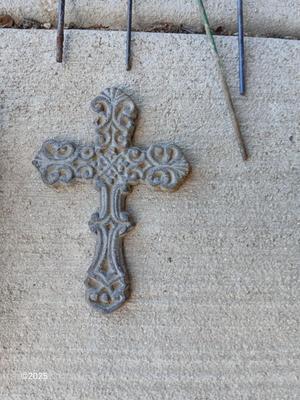 Small Yard / garden art - Frogs - cast iron cross - and more